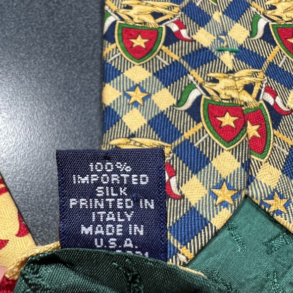 Tommy Hilfiger Mens Tie Necktie Multicolor Gingham Eagle Silk Tied Classic USA - Picture 5 of 6